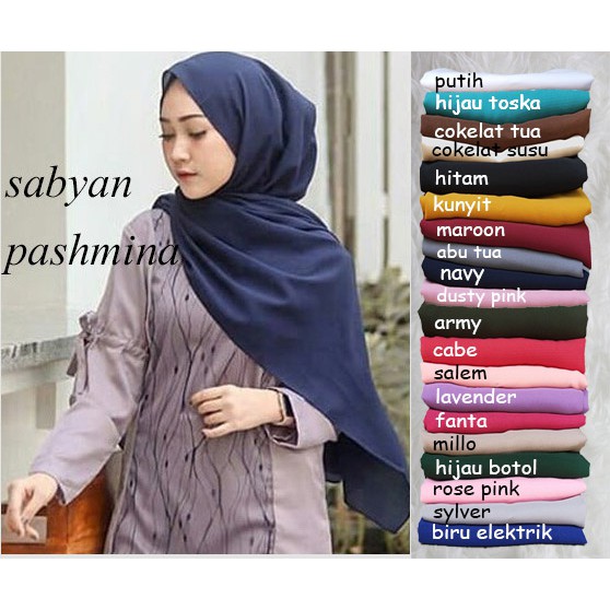 PASHMINA POLOS PASMINA NISSA SABYAN DIAMOND JILBAB ITALIANO KERUDUNG GROSIR