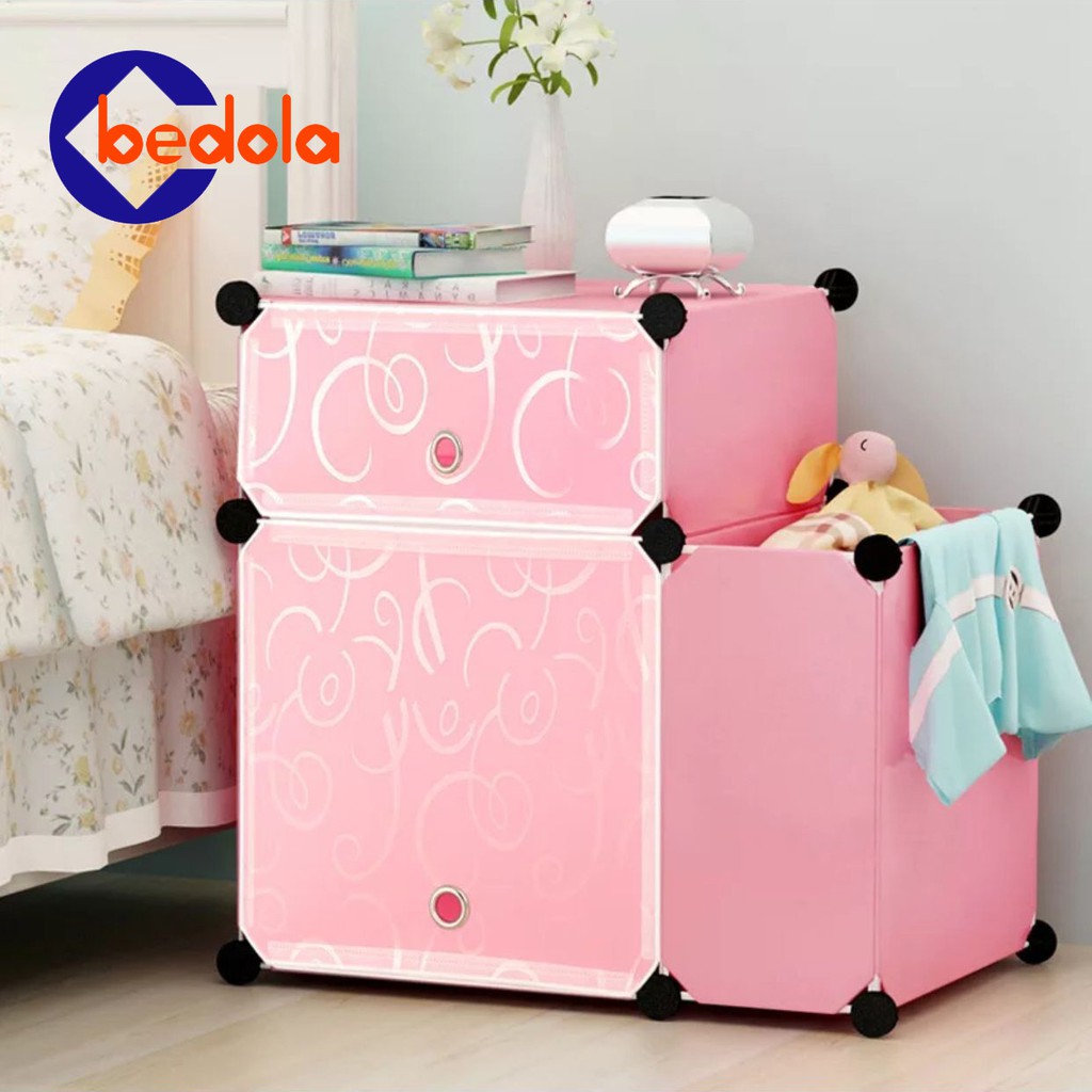 Bedola Lemari plastik bedside table rak serbaguna rak toys buku 3 susun