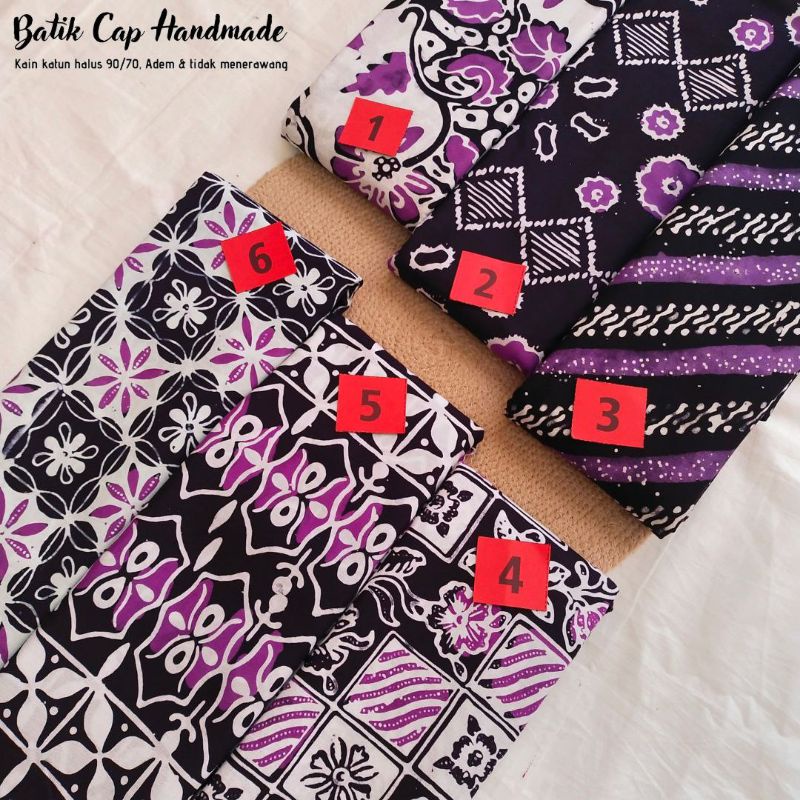 kain batik cap warna ungu purple Lilac grade A