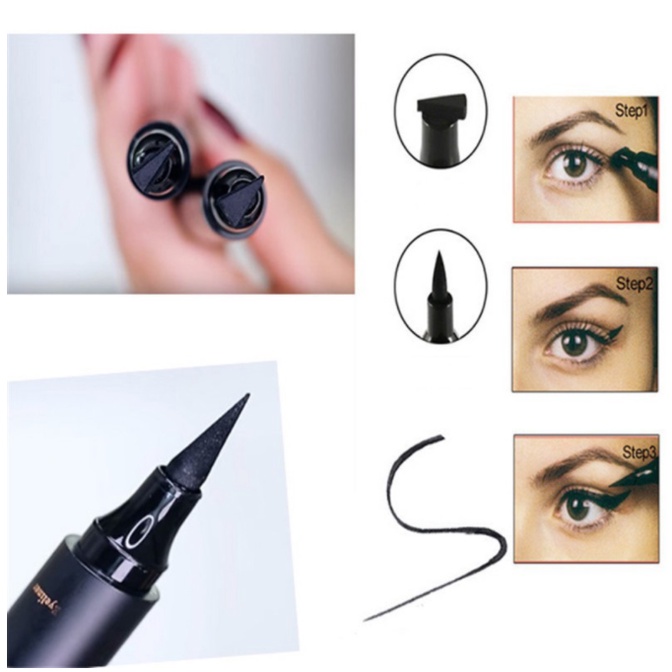 CMAADU Double Head Eyeliner Black Quick Dry Vamp Stamps Tool XX006