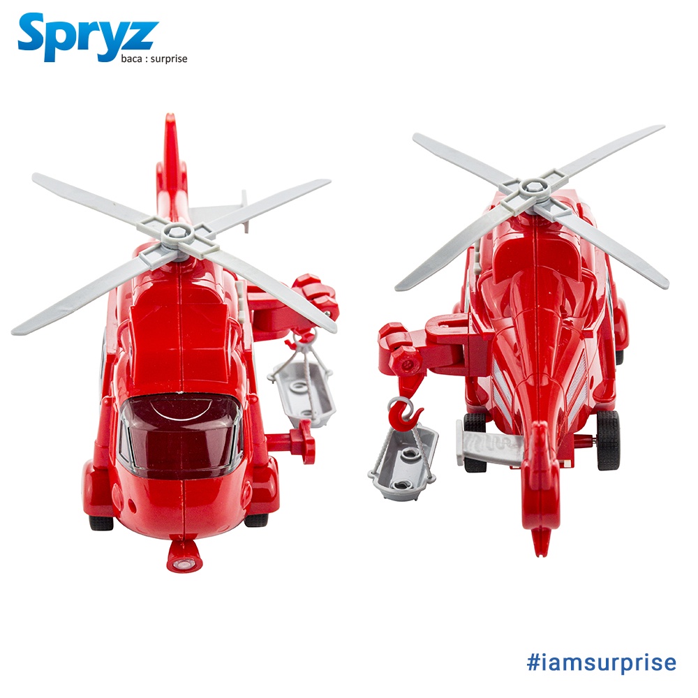 Spryz Citysquad Mainan Helikopter 1:20 dengan Mesin Friction, Lampu &amp; Suara