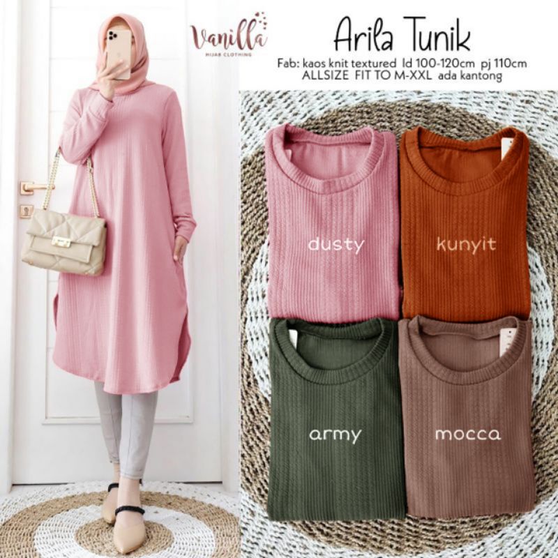 Arila Tunik - Tunik Kaos Knit Textured LD102+ / R.13 - 296-6256