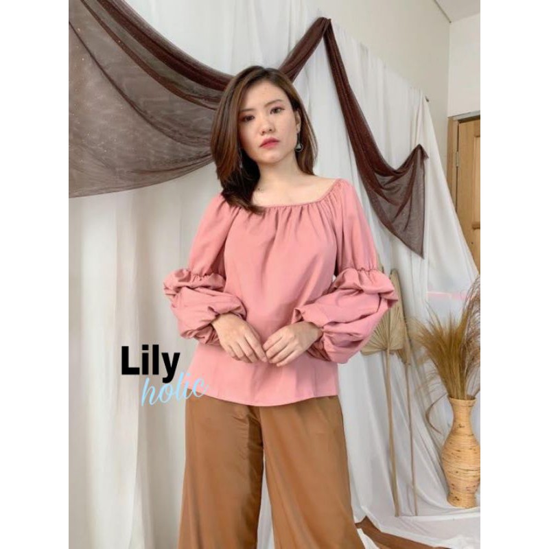 Vonique blouse - blus sabrina - blus lengan panjang- blus balon - blus casual wanita