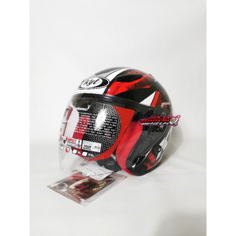 HELK KYT DJ MARU MOTIF SERI 15 BLACK RED HELM TOURING KYT DJMARU MOTIF MURAH ORIGINAL HELM HALF FACE-4