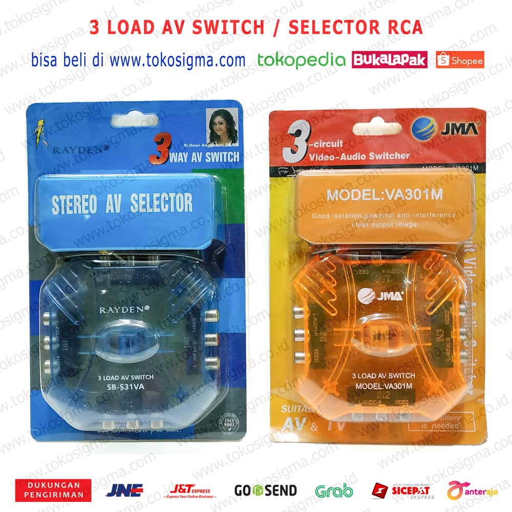 AV RCA Composite SELECTOR SWITCHER atau GAME SELECTOR 1-3 Transparan Color