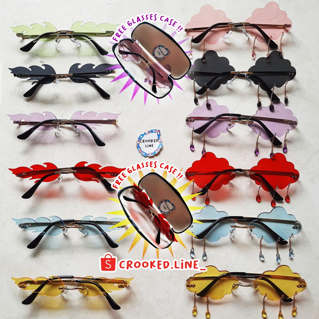 AESTHETIC SUNNIES GLASSES SUNGLASSES SUN GLASSES KACAMATA ESTETIK CROOKEDLINE Shopee Indonesia
