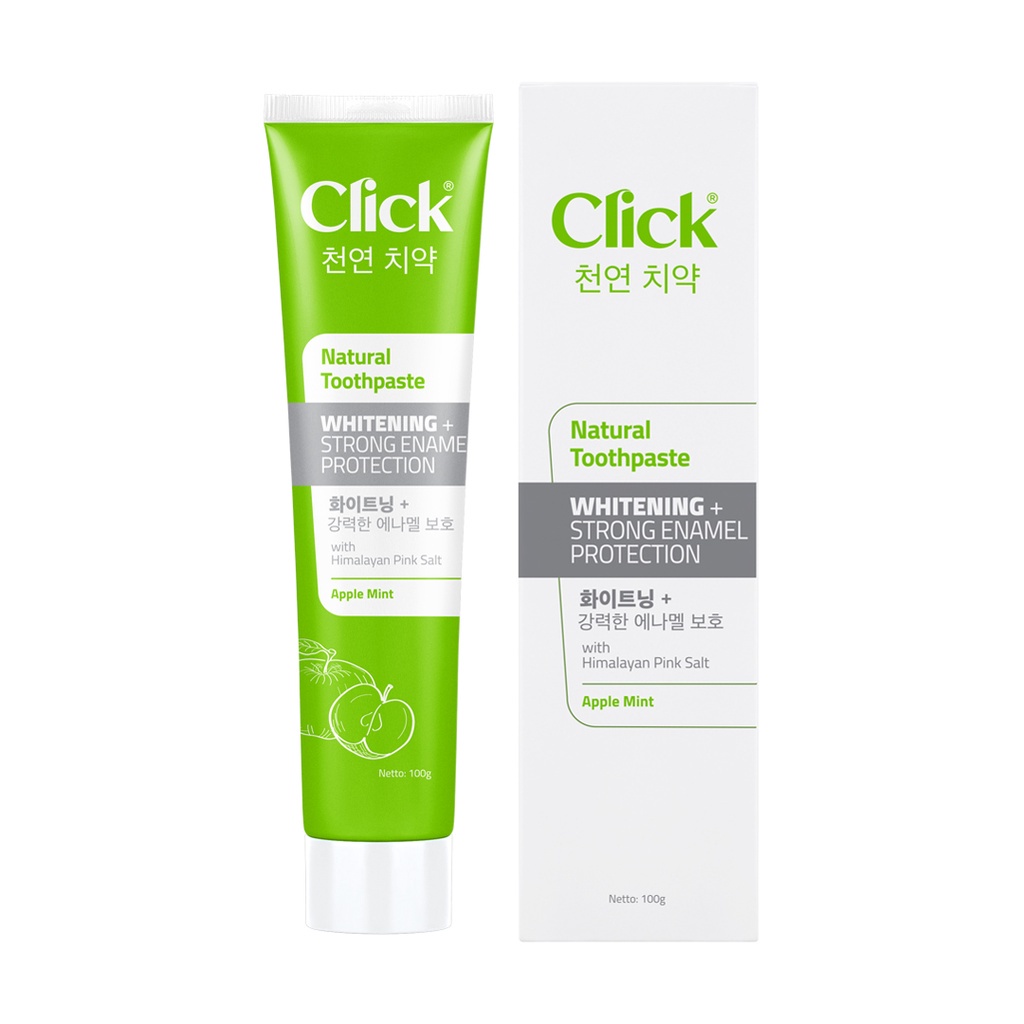 CLICK NATURAL TOOTHPASTE WHITENING+STRONG ENAMEL PROTECTION APPLE MINT 100 GR