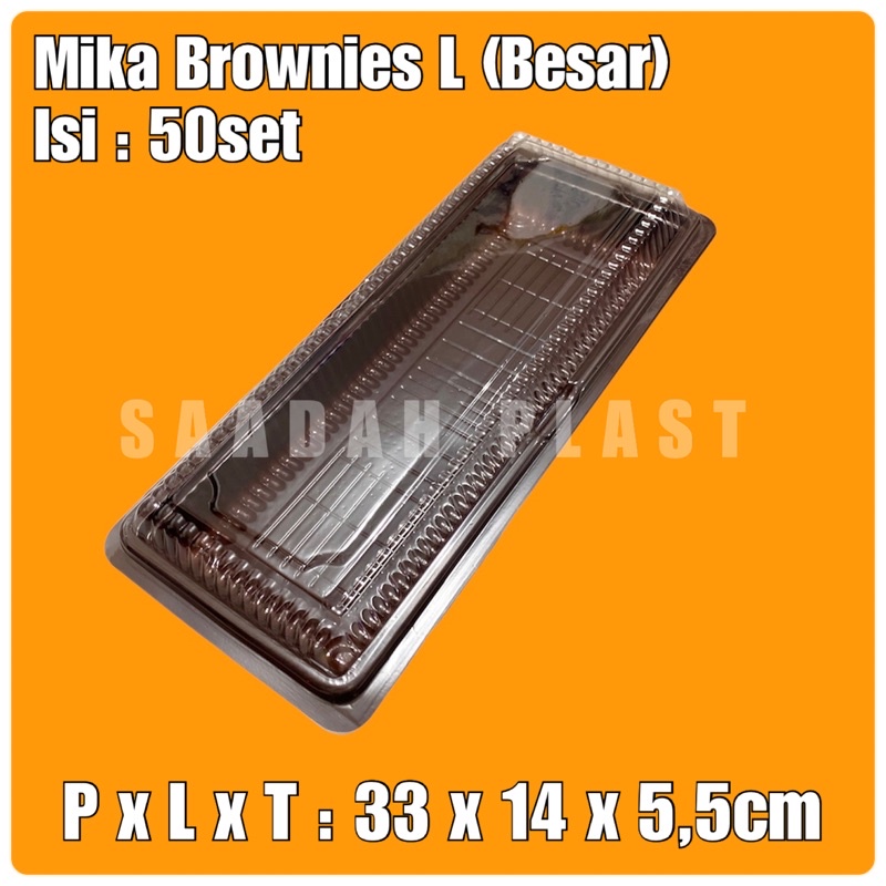 (ISI 50PCS) MIKA BROWNIES L - LARGE / KOTAK KUE BESAR TEBAL