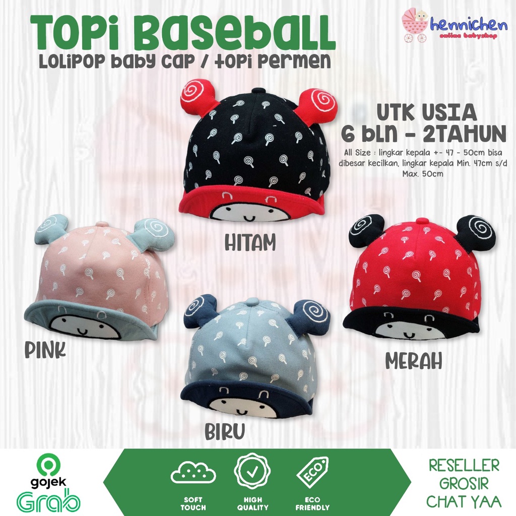 TOPI BASEBALL LOLIPOP BABY CAP HAT TOPI ANAK TOPI BAYI IMPORT UNISEX