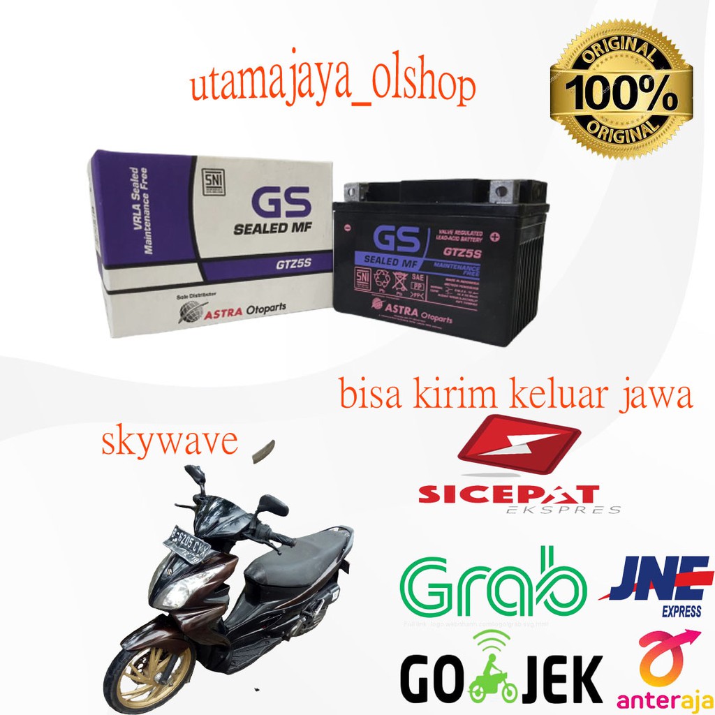 Aki motor gs astra asli GTZ5S suzuki skywave skydrive spin shogun 125 accu kering original