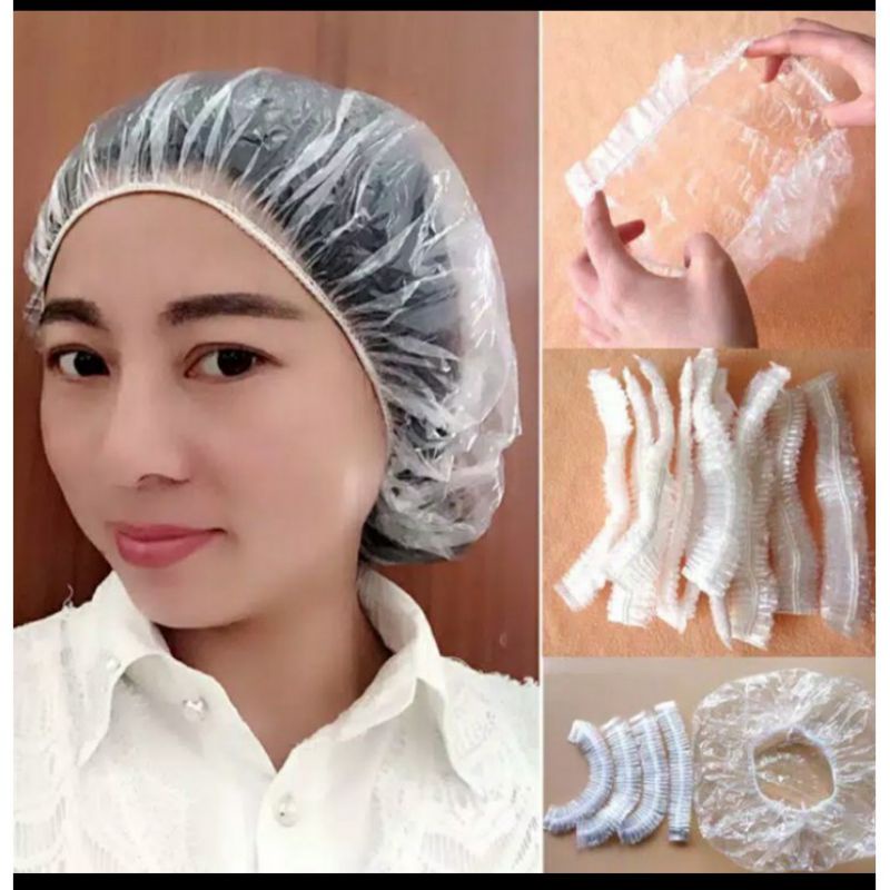 shower cap plastik isi 12 buah / pelindung rambut