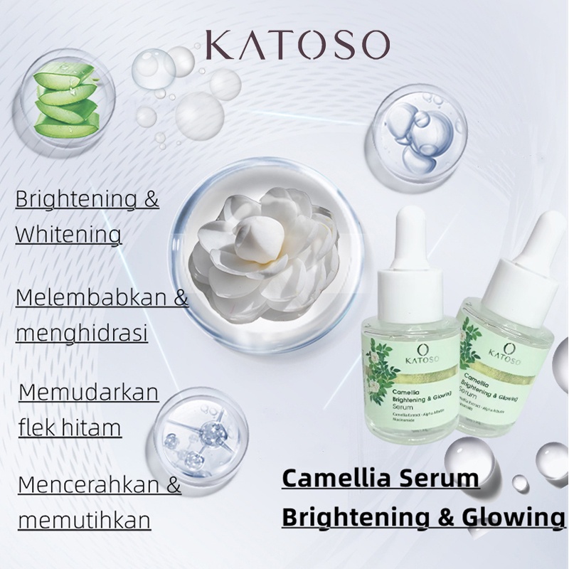 BPOM Katoso Camellia Brightening &amp; Glowing Serum | 20ml Niacinamide Whitening Moisturizing Essence Serum