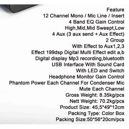MIXER ASHLEY KING12 NOTE/KING 12 NOTE USB-BLUETOOTH-RECORDING TO PC NEW