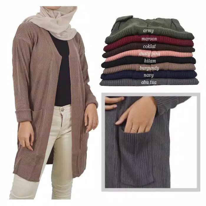 Cardigan Wanita Rajut Halus Long Cardigan BELLE OVERSIZE / CARDIGAN WANITA / Cardigan Rajut Jumbo