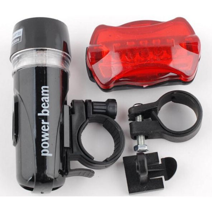 #LC-Otomotif Set Lampu Senter Sepeda Depan + Belakang Power Beam