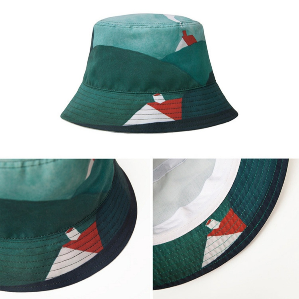 BUCKET HAT I topi piknik landscape scenery holiday sunshade fisherman fashion het impor premium stylish wanita cewek cod