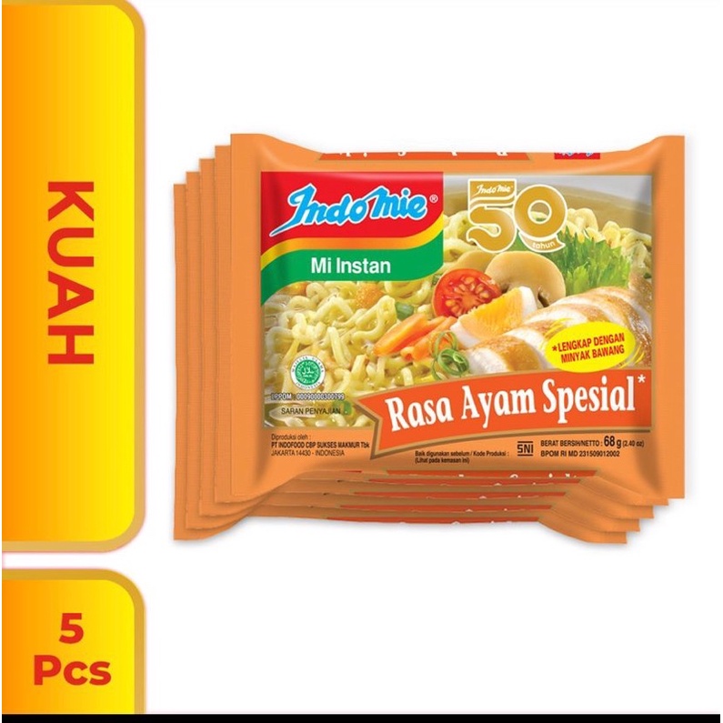 

indomie ayam spesial kuah 1 pak 5 pcs