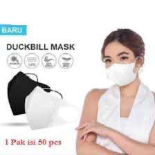 [200gr] ISI 50 | MASKER DUCKBILL 3 PLY PUTIH HITAM DEWASA ISI 50 PER BOX | ADA GARIS | KUALITAS BAGUS ISI 50 PER DUS-2