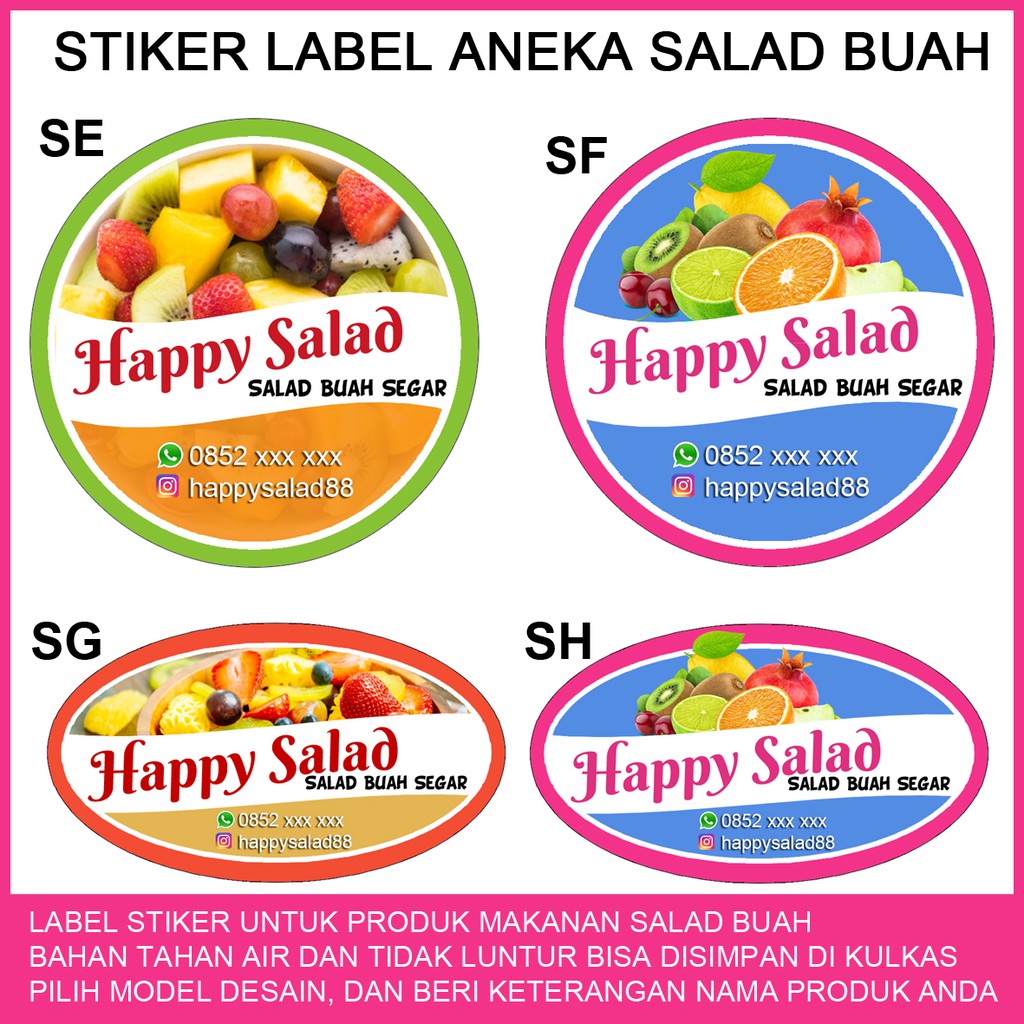 

Cetak Stiker Label untuk Salad Buah Bahan Tahan Air isi 100 pcs