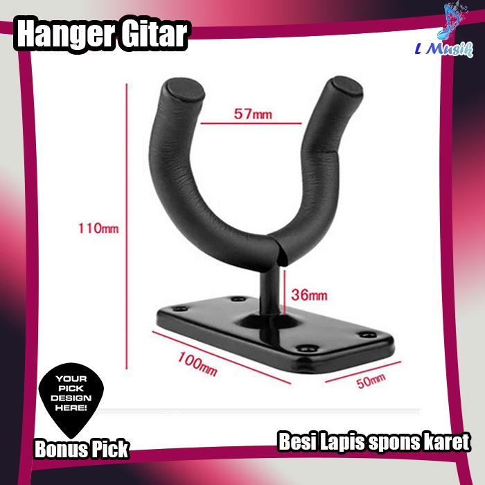 HANGER GITAR BASS Gantungan Dinding Besi Gitar / Hanger Gitar / Bracket Holder Hitam