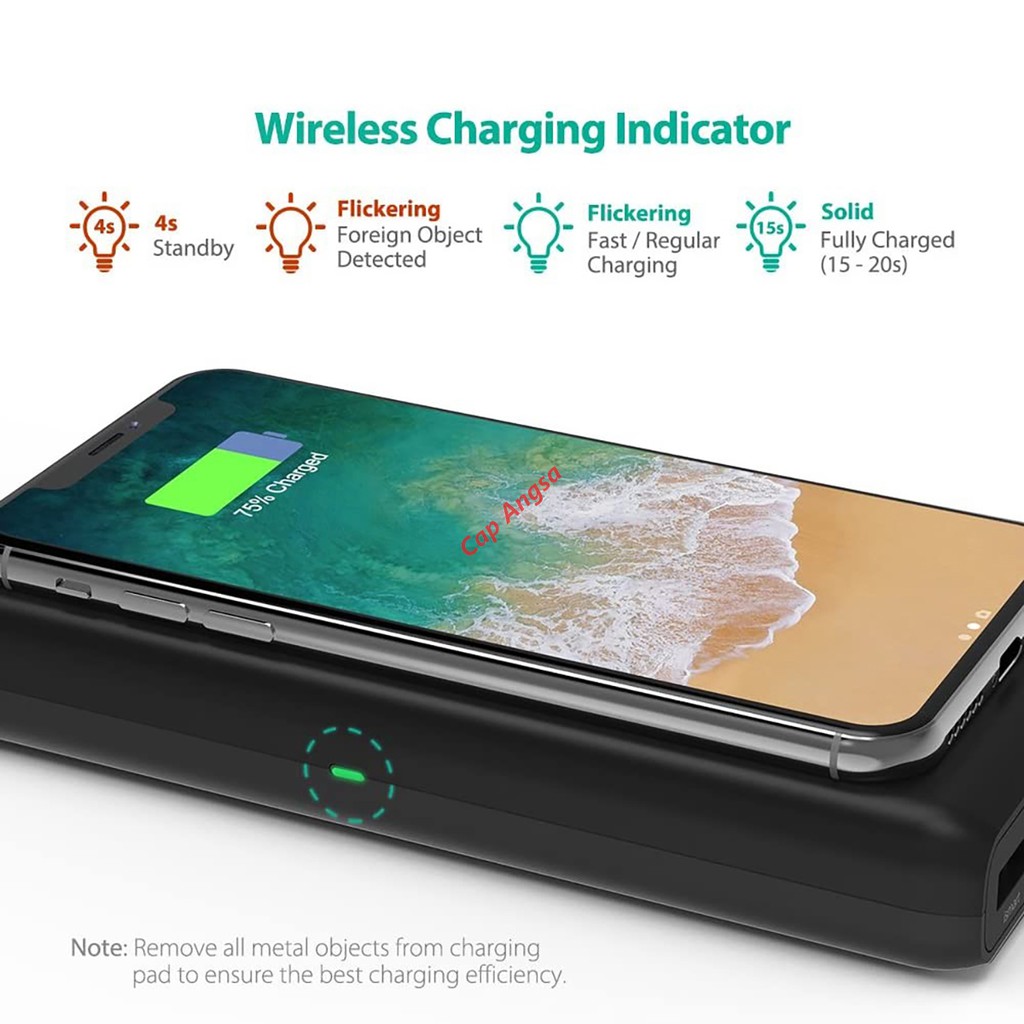 RAVPower RP-PB080 POWER BANK WIRELESS FAST CHARGING 10400mAh HYPER AIR POWERBANK RAV POWER 080