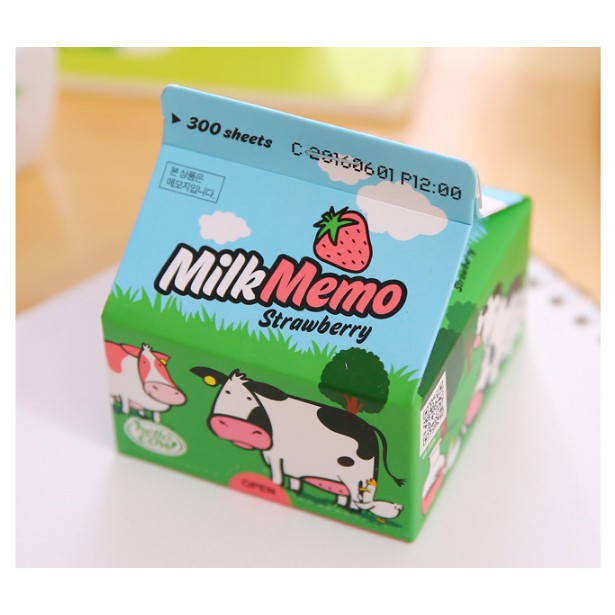 

notepad memo portable unik kotak motif susu - KSY072