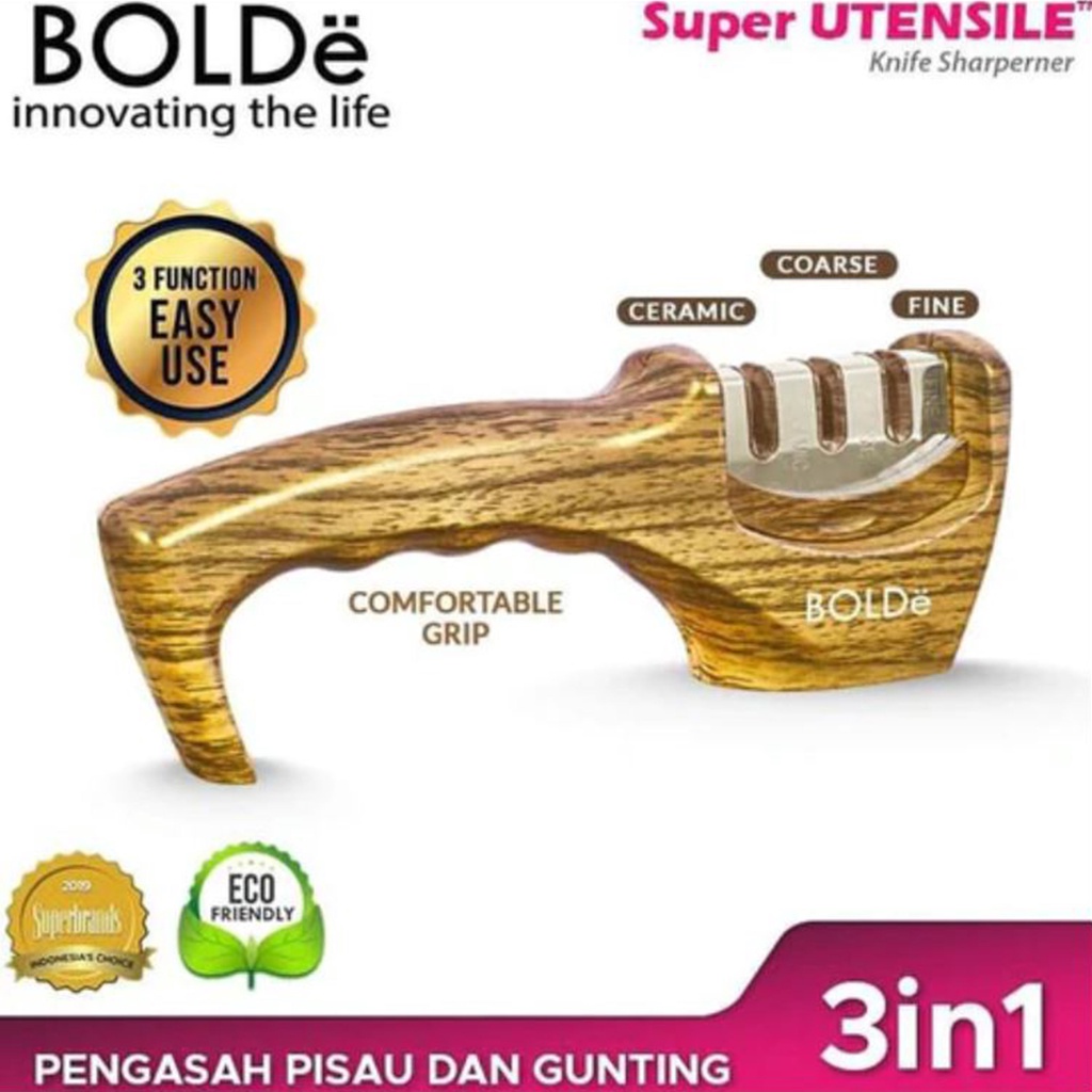 BOLDE KNIFE SHARPENER / PENGASAH PISAU GUNTING SUPER UTENSILE 3 IN 1 ALAT MEMPERTAJAM / ASAHAN / PENAJAM PISAU KERAMIK