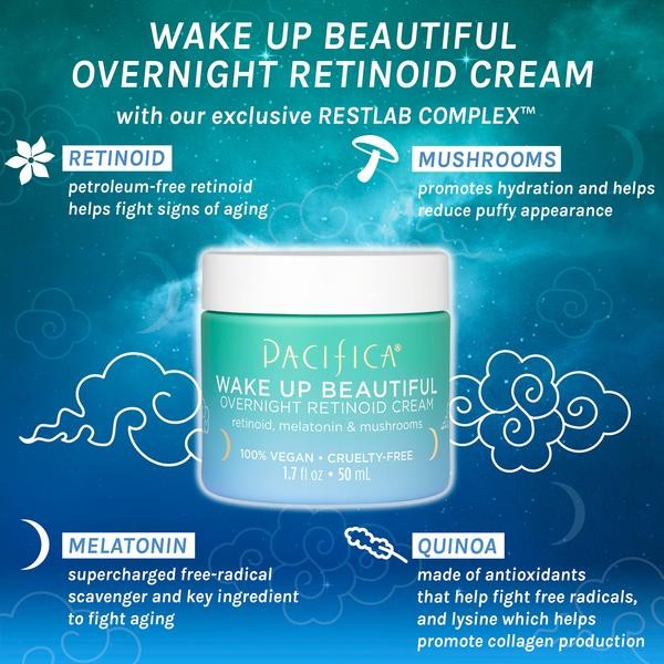 pacifica wake up beautiful overnight retinoid cream melatonin 50ml