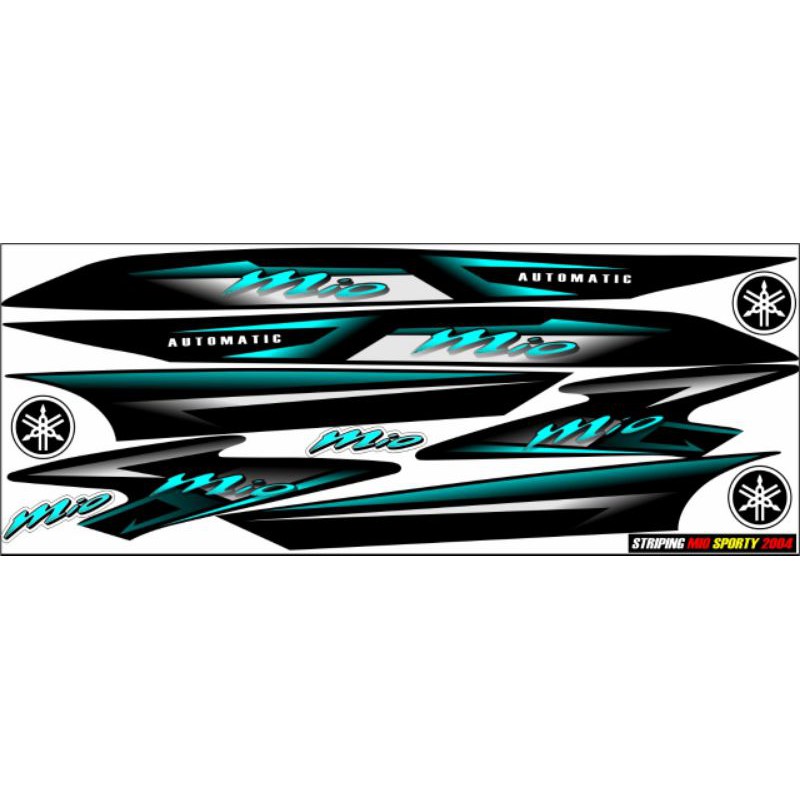 Striping variasi motor mio smile sticker mio sporty simple hitam tosca