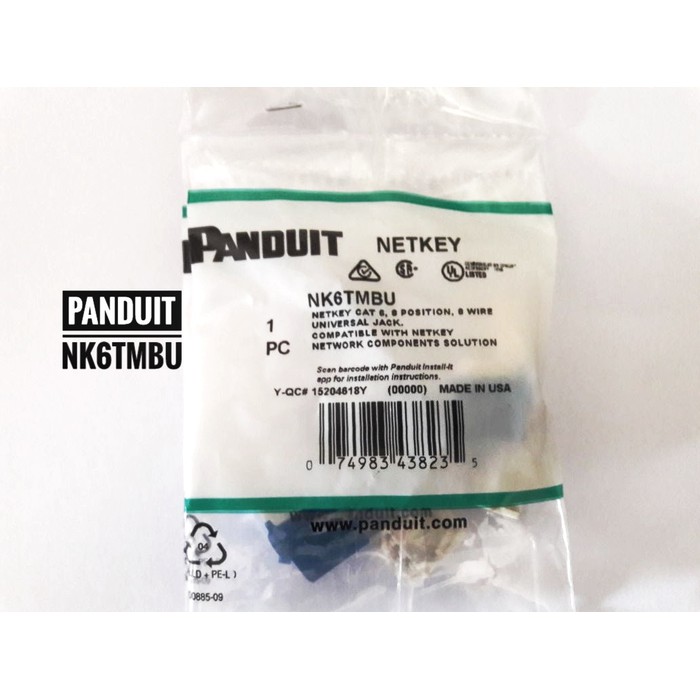 Patch panel Panduit Netkey Loaded CAT6 NKPP24P 24 Port + 24 NK6TMBU