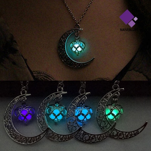 Kalung Rantai Dengan Liontin Bulan Sabit Warna Turquoise Untuk Hadiah Halloween