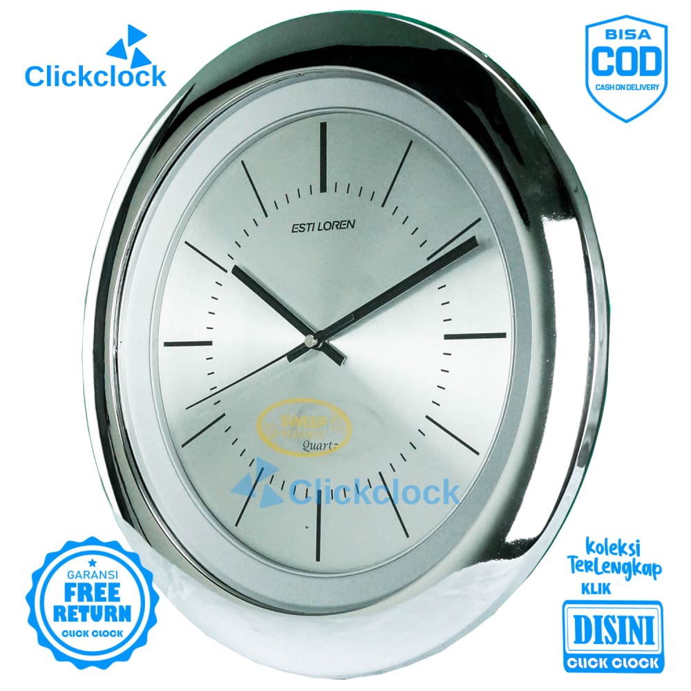 Jam Dinding Analog Minimalis Silver Estiloren CR S2156 T1-2 Besar Dekorasi Rumah Unik