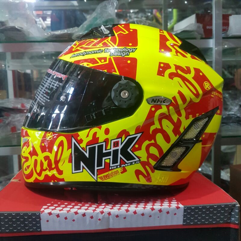Nhk gp pro terminator tt racing yellow red fluo helm balap ddring murah
