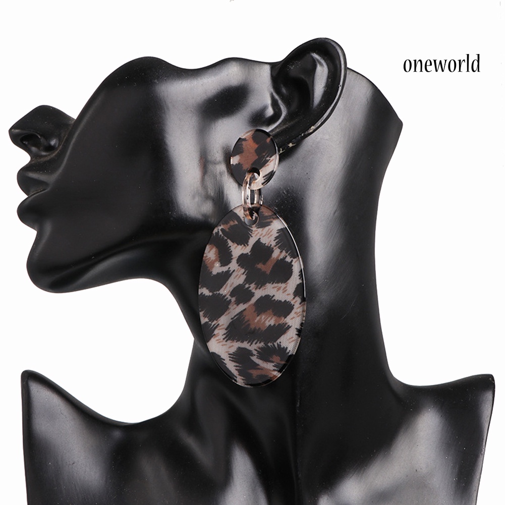 OW@ Fashion Geometric Acetate Leopard Eardrop Earrings Party Jewelry Accessory Gift