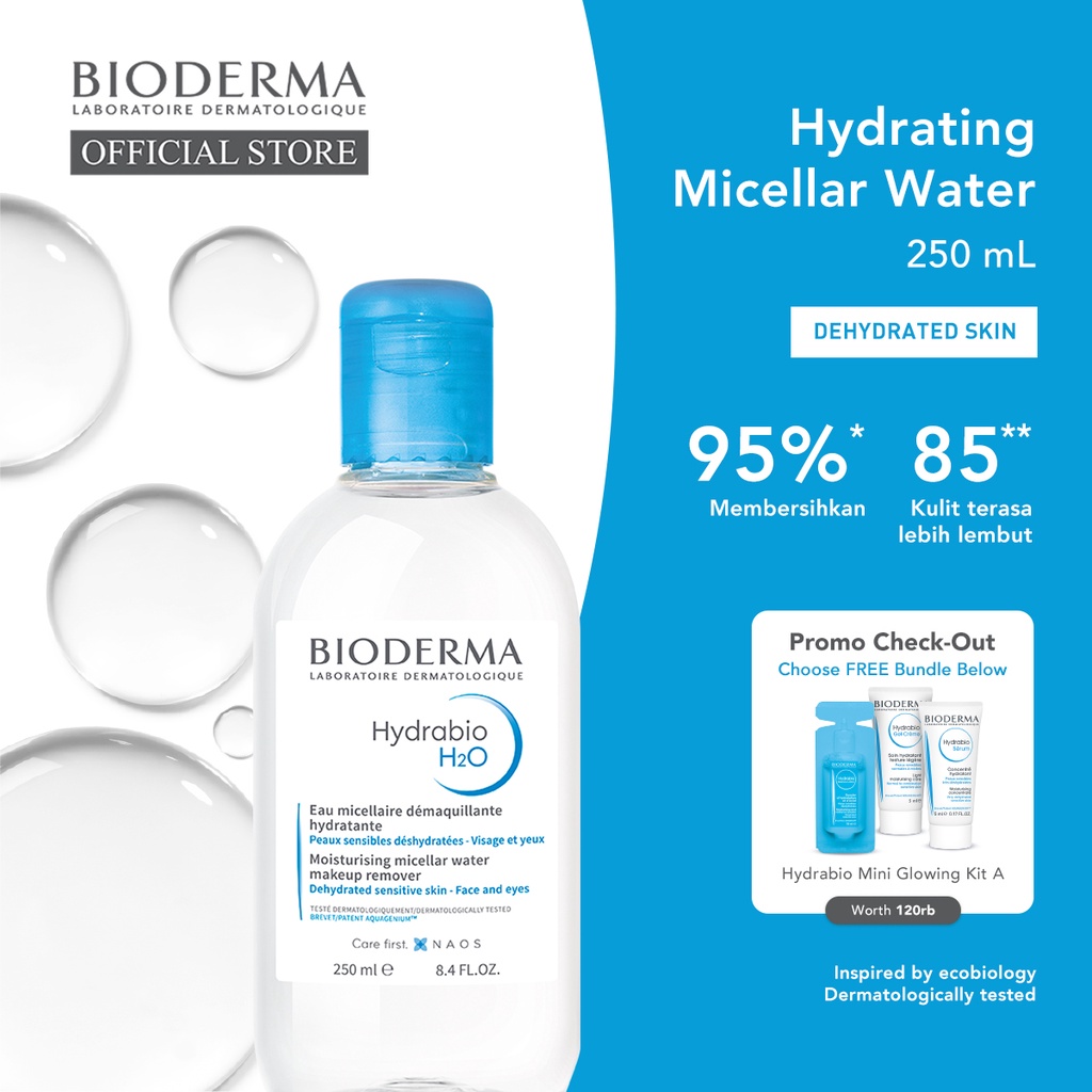 Bioderma Hydrabio H2O 250 ml – Micellar Water untuk Kulit Dehidrasi / Kering Dan Sensitif