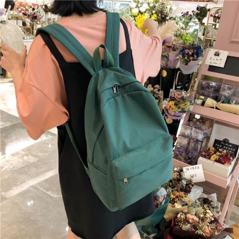 Tas Punggung Backpack Ransel Kanvas Polos Fashion Sekolah