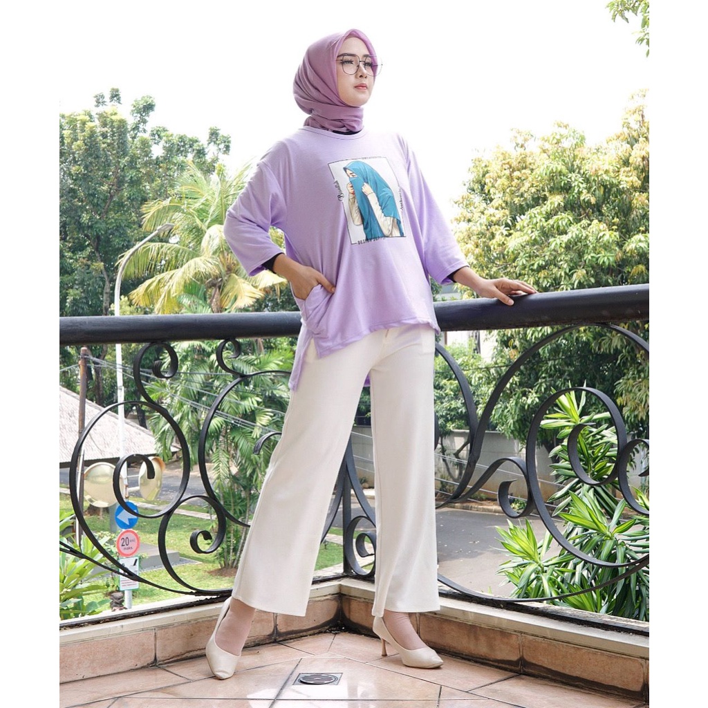 Tunik wanita Over Size hijab style terbaru 2022/Gambar sablon view DTF ((Direct Transfer Film}