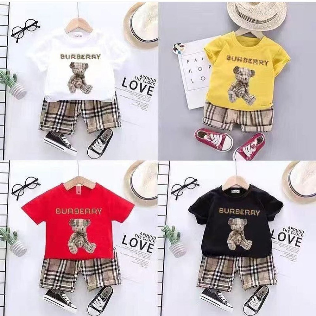 TEDBEAR Bear Baju setelan kaos Celana Pergi Jalan Lucu Fashion Anak Bayi Cowok Laki Murah Terlaris Impor