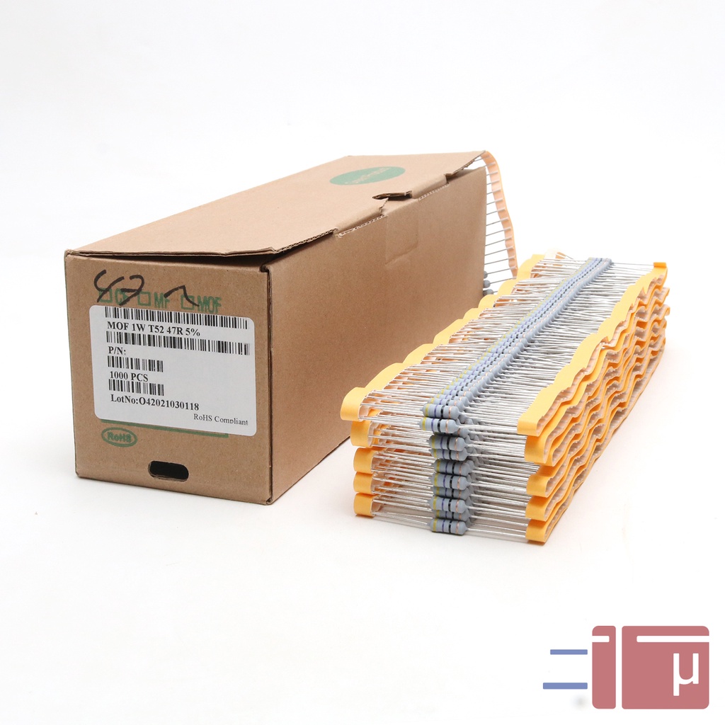 x10 Resistor 47R 47 Ohm 1W Metal Oxide 5% Taiwan Kaki Tembaga