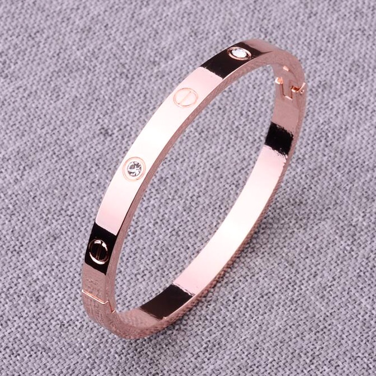 Gelang Warna Rose Gold Aksen Zircon Gaya Korea Untuk Wanita