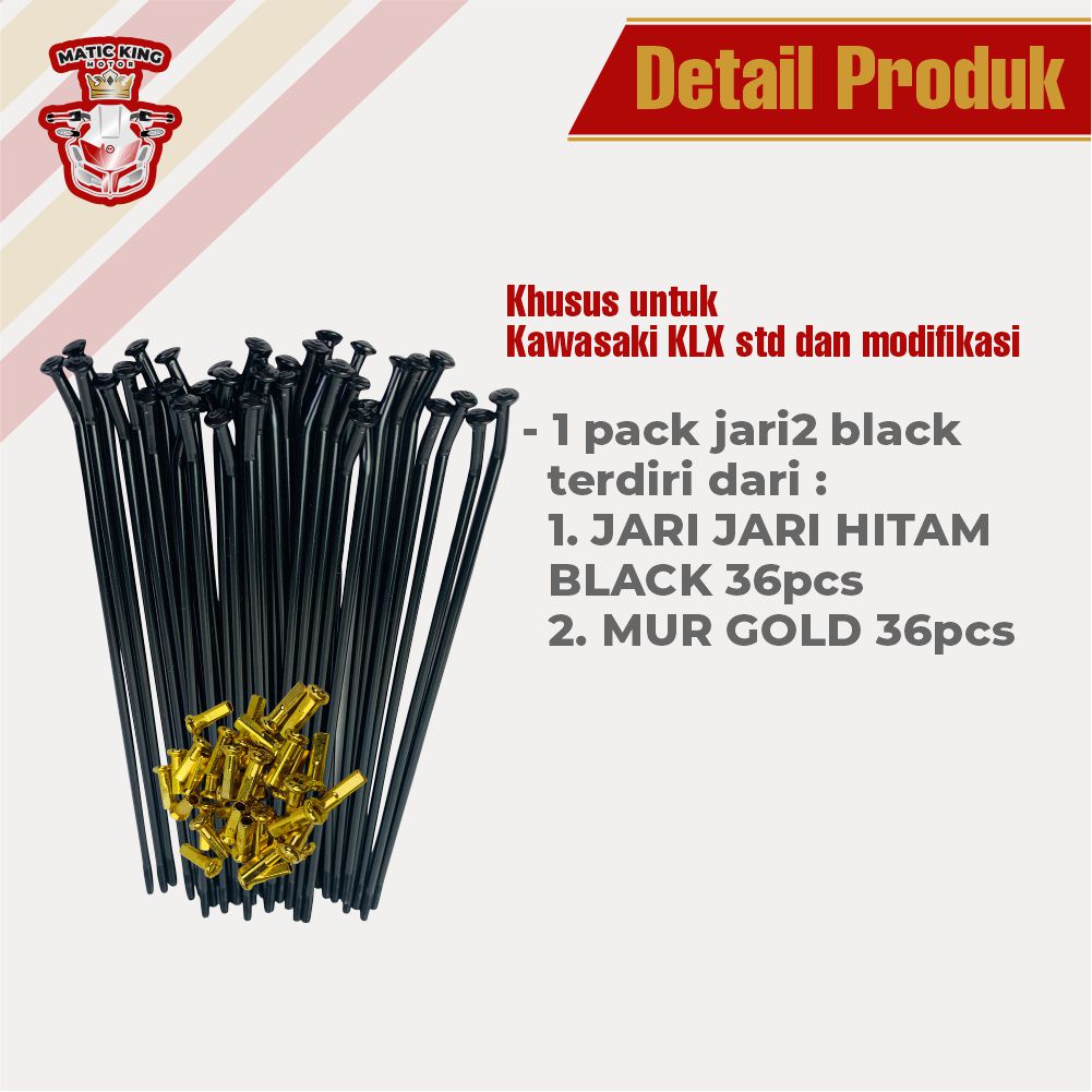 Jari jari motor bukan TDR ring 17 sd 21  KLX - Scarlet Hitam Stainless