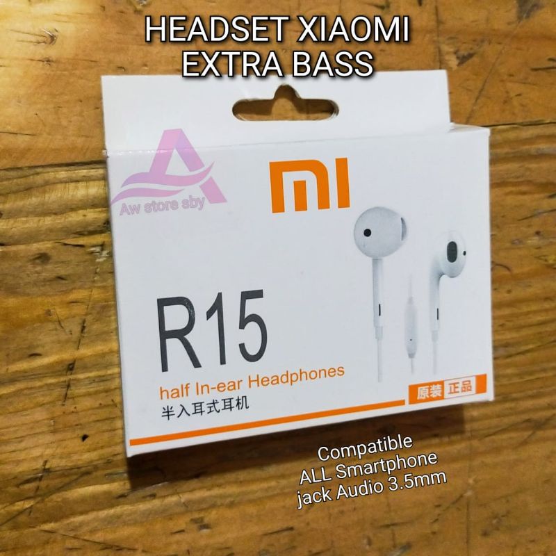 Earphone xiaomi mega bass headset xiaomi redmi 8 redmi 9 3s 4A 4X 5A 6A A1 A2 6X Note 8 8 pro R15