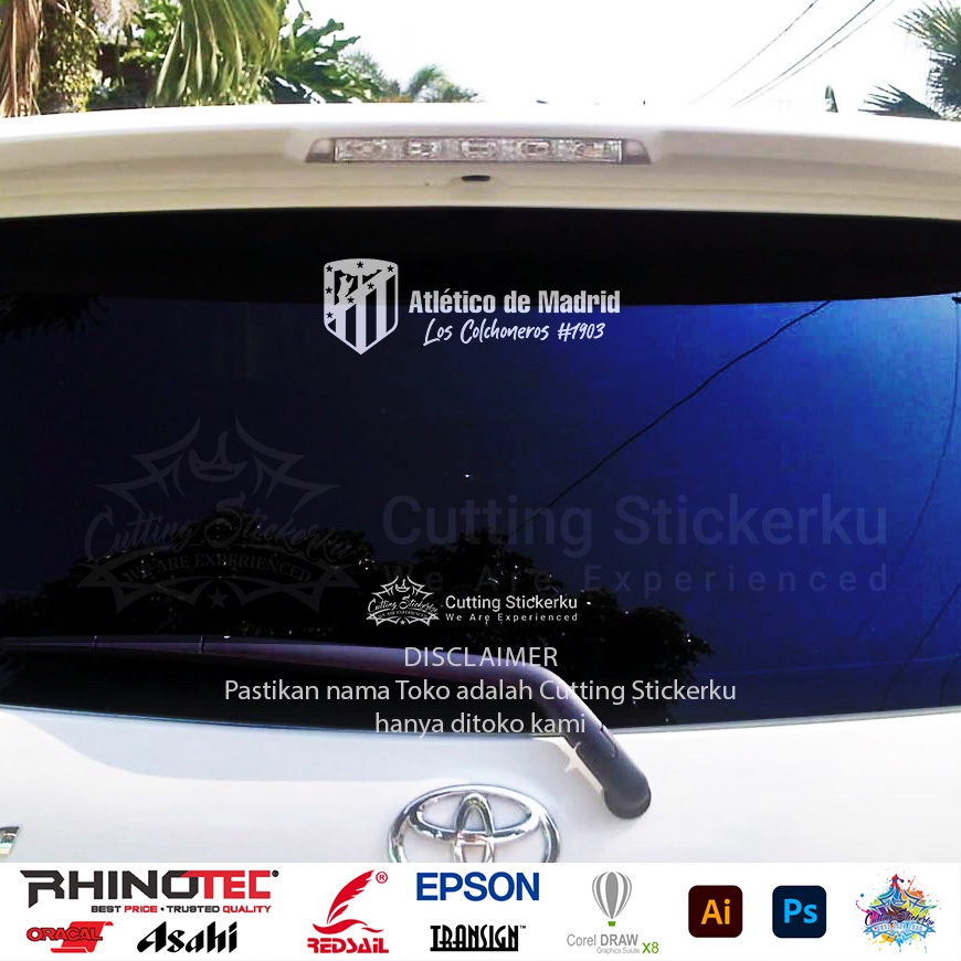 Cutting Stiker Atletico Madrid Variasi Motor Mobil Sticker Timbul Keren Nyala Dasbor Spakbor Visor Body Kaca Helm Laptop Hologram Reflective Tahan Air Bodi Samping Scoopy Vario Beat NMAX PCX Vespa Aesthetic La Liga Windshield Club Bola