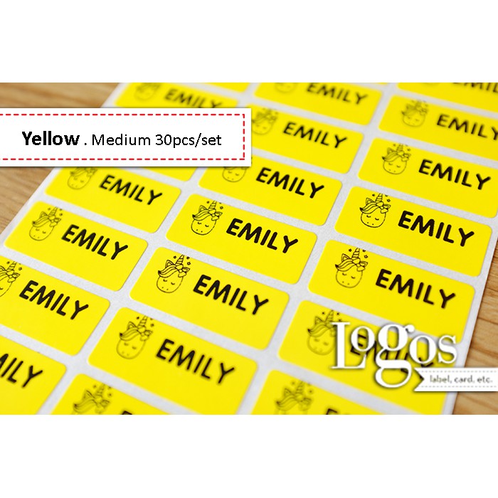 

HNVHH866 Yellow MEDIUM Sticker Label Nama waterproof stiker nama anak