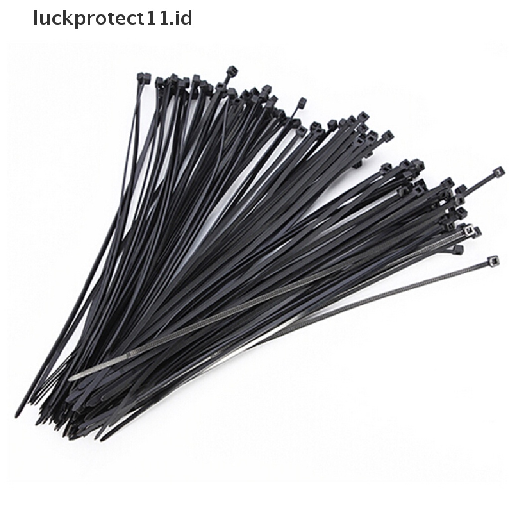 // Hg &amp; ID// 100pcs 10cm Nylon Plastik Zip Trim Bungkus Kabel Loop Ties Kawat Self-Locking Hitam