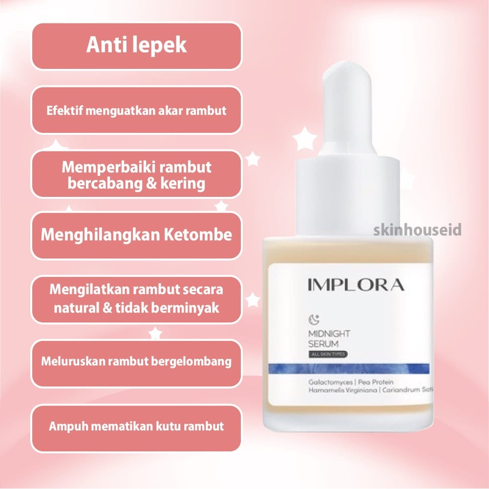 [ SKINHOUSEID ] SERUM IMPLORA ACNE / LUMINOUS / MIDHNIGHT / PEELING SERUM 20ML BPOM