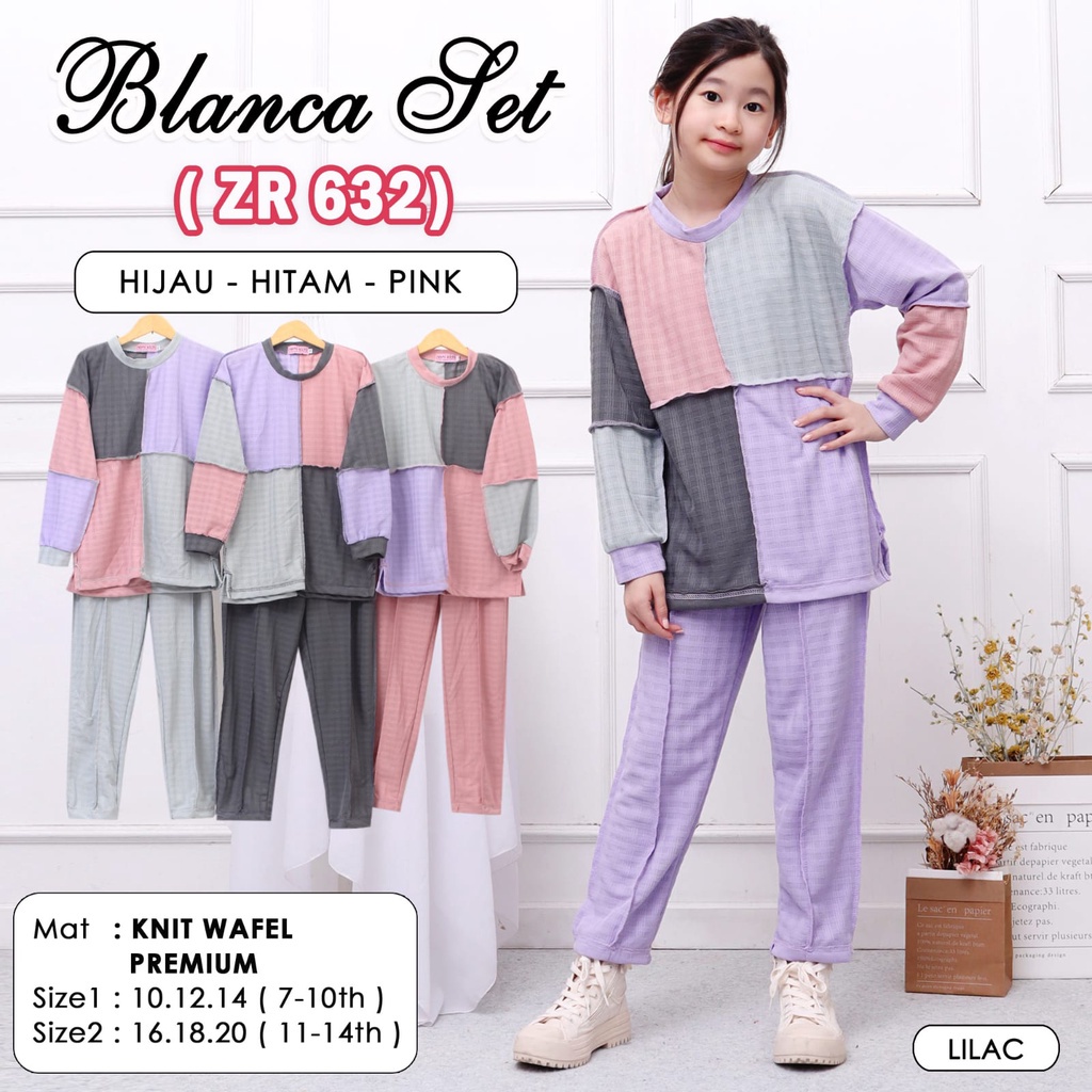 ( 6 - 7 TAHUN ) BAJU SETELAN CELANA PANJANG BOLAK BALIK VIRAL ANAK PEREMPUAN TANGGUNG / BLANCA SET Z