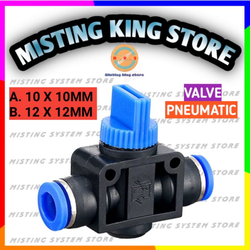 FITTING PNEUMATIC MINI VALVE 10 12 MM HAND STOP KRAN AIR UDARA SELANG PU OD 10MM 12MM