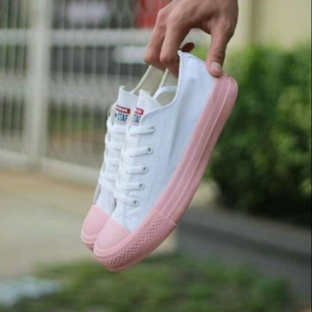 Sepatu Converse Allstar Putih Pink Polos