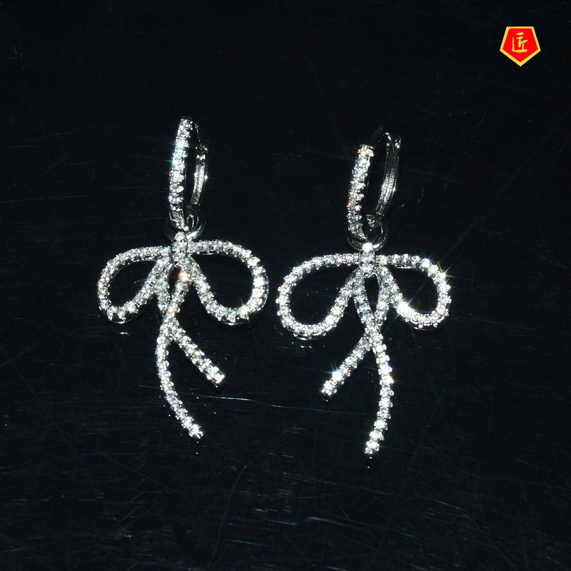 [Ready Stock]Gentle Daily Simple Bowknot Earrings Shiny Fairy